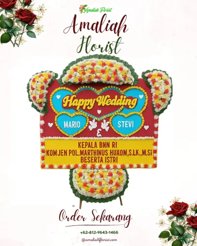 Karangan Papan Bunga Pernikahan di Airlangga